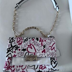 Michael Kors Pink and White Urban Graffiti Shoulder Bag
